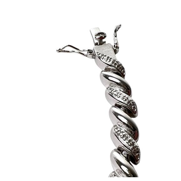 Silver Tone Bracelet PAJ BB China Textured Metal Shiny Smooth Links 8 Inch - Picture 8 of 12